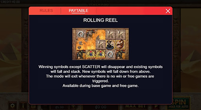 Tính năng Rolling Reel trong Slot game Kho Báu Ai Cập CFUN68