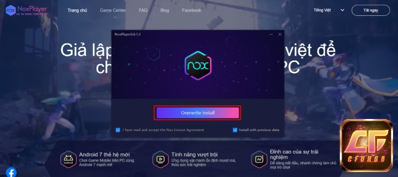 Tải trình giả lập nox Player về máy tính cá nhân của người chơi 