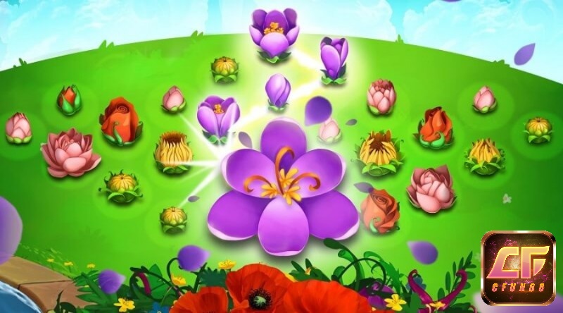 Chơi game ban hoa hong xây dựng chuỗi lớn hơn 3 bông hoa sẽ tạo ra hiệu ứng nở hoa