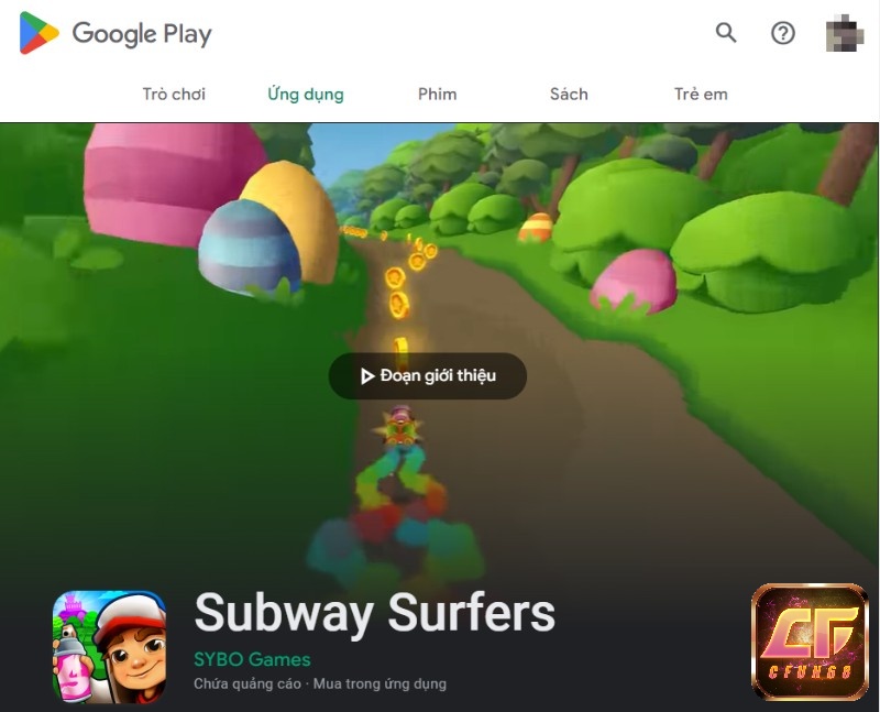 Giao điện trang tải game super shop (Subway Surfers)