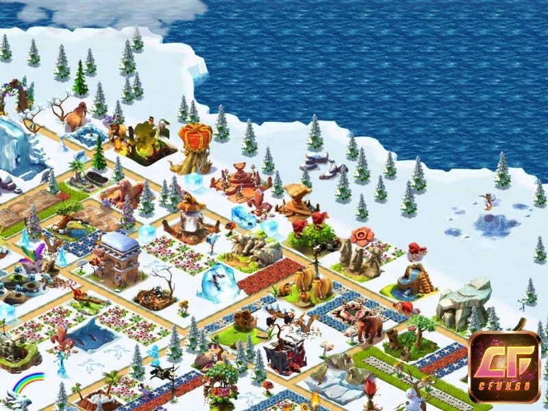 Trong game Ice Age Village, anh em xây dựng, tạo ra ngôi làng tươi đẹp cho cư dân