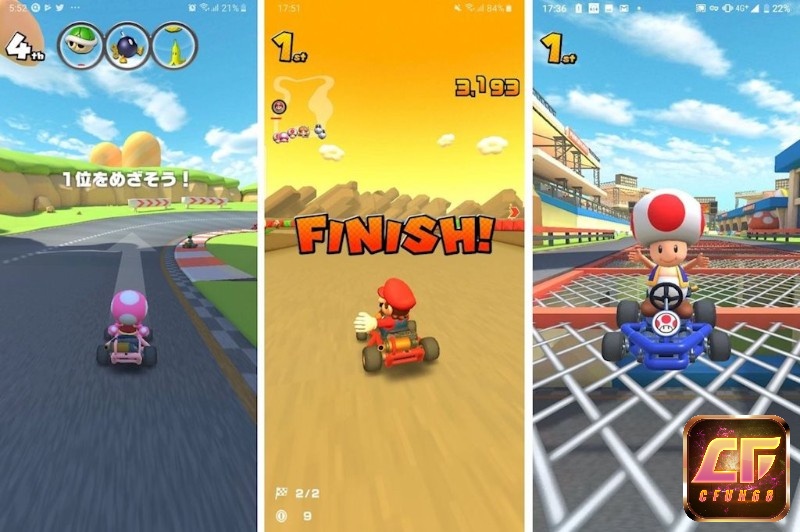Mario Kart Tour có đồ họa đáng yêu, màu sắc tươi sáng