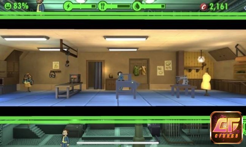Game Fallout Shelter có một phong cách đồ hoạ 2D độc đáo và thú vị